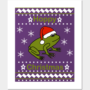 Frog says Hoppy Christmas Posters and Art